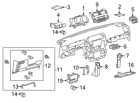 2010 Toyota 4Runner Cluster & Switches, Instrument Panel Speaker Trim Panel Diagram for 55473-35031-C0