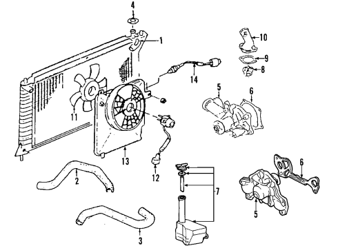 1991 Hyundai Sonata Cooling System, Radiator, Water Pump, Cooling Fan Hose-Radiator Lower Diagram for 25412-33001