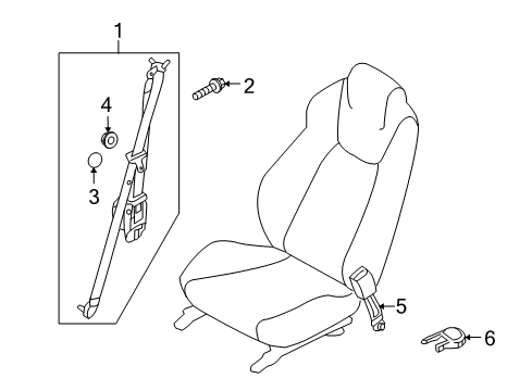 2012 Hyundai Genesis Coupe Seat Belt Cover-Front Seat Mounting Rear Outer LH Diagram for 88565-2M000-9P