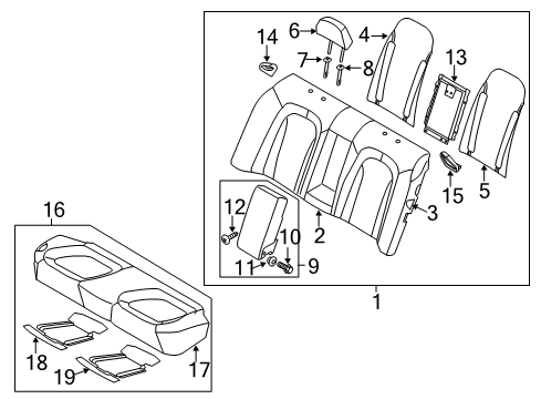 2014 Kia Optima Rear Seat Components WEBBING Guide-Rear Seat Diagram for 893103L000UP