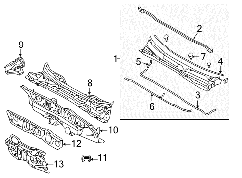 2015 Hyundai Azera Cowl Insulator-Dash Panel Diagram for 84124-3V500