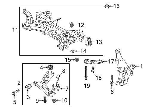 2019 Hyundai Elantra Front Suspension Components, Lower Control Arm, Stabilizer Bar Arm Complete-Front Lower, RH Diagram for 54501-F3000