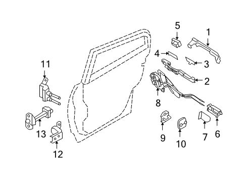 2008 Infiniti G35 Rear Door - Lock & Hardware Grip-Outside Handle Diagram for 82640-JK08A