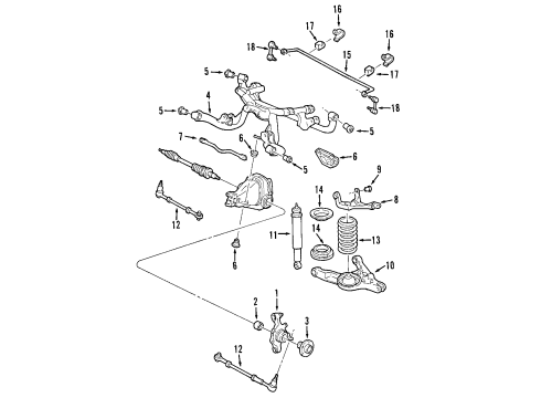 1999 Ford Mustang Rear Suspension Components, Lower Control Arm, Upper Control Arm, Stabilizer Bar Stabilizer Bar Diagram for XR3Z-5A772-DA