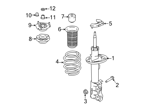 2022 Ford EcoSport Struts & Components - Front Strut Mount Diagram for GN1Z-3A197-C