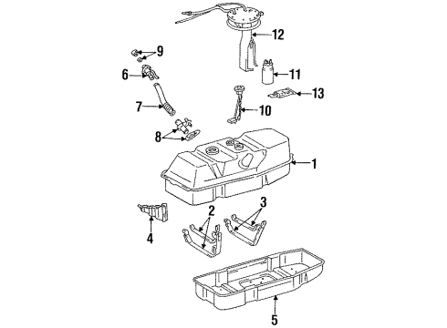 1998 Toyota T100 Senders Hose, Fuel Tank To Filler Pipe Diagram for 77213-34040