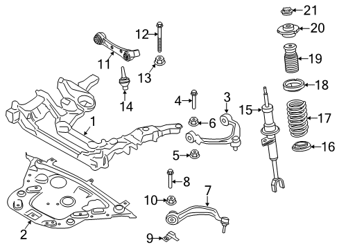 2016 BMW 640i xDrive Front Suspension Components, Lower Control Arm, Upper Control Arm, Stabilizer Bar Front Right Spring Strut Diagram for 31316856442