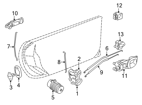 1999 Chevrolet Corvette Lock & Hardware Handle Asm-Front Side Door Outside *Black Diagram for 10439560