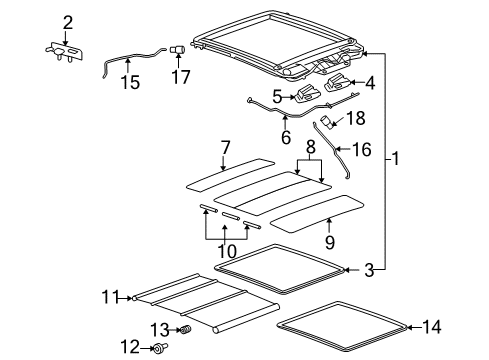 2006 Pontiac G6 Sunroof Sunroof Assembly Diagram for 22731428