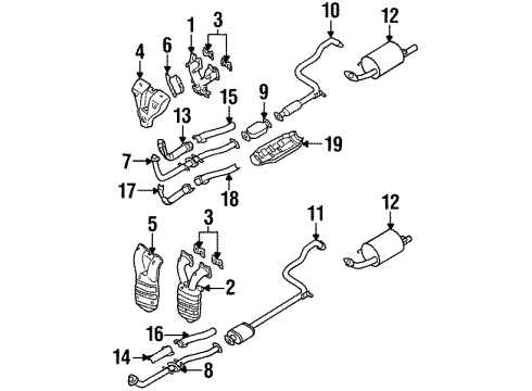 1998 Nissan 200SX Exhaust Components INSULATOR-Heat, Front Tube Upper Diagram for 20525-4B010