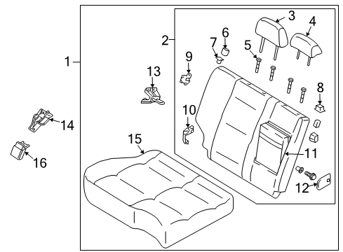 2006 Kia Sorento Rear Seat Components Guide Assembly-Headrest Diagram for 897903C210CY