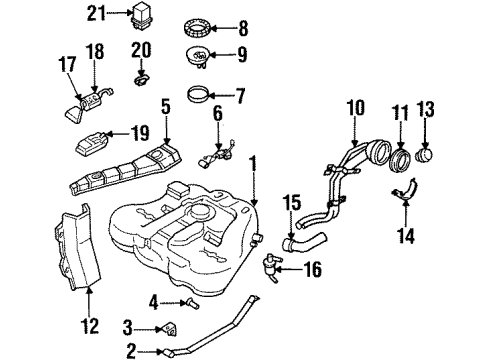 1995 Nissan Altima Fuel Supply Fuel Gauge Tank Float Level Sending Unit Diagram for 25060-2B000