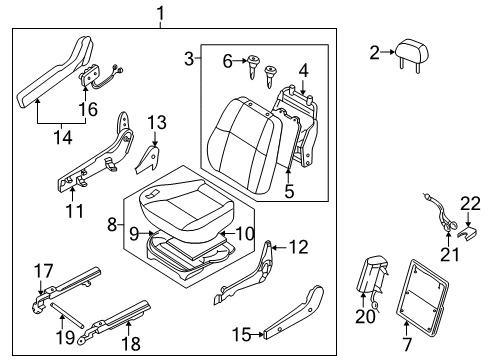 2000 Nissan Pathfinder Front Seat Components Cushion Assy-Front Seat Diagram for 87300-2W520