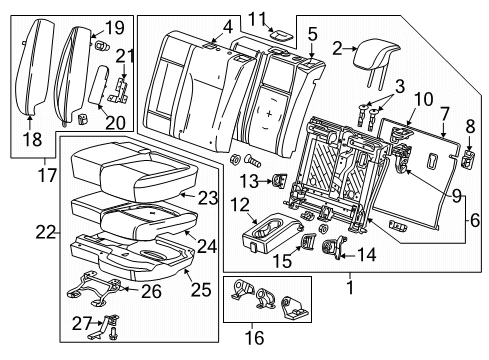 2015 Chevrolet Trax Rear Seat Components Headrest Diagram for 95083159