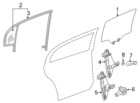 2007 Chevrolet Cobalt Rear Door Fixed Glass Diagram for 25893209