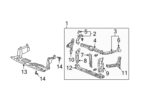 2003 Acura RSX Radiator Support Frame Set, Front Bulkhead (Upper) Diagram for 04602-S6M-A00ZZ