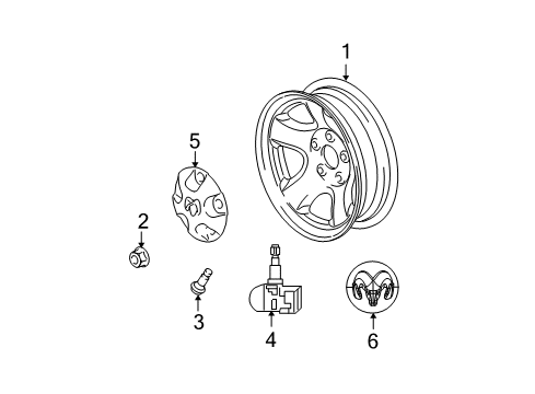 2012 Ram 1500 Wheels, Covers & Trim Aluminum Wheel Diagram for 1DZ12PAKAB