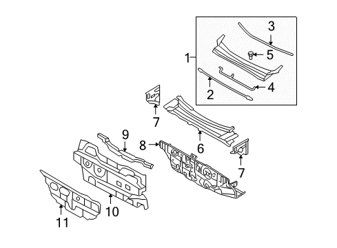 2011 Hyundai Santa Fe Cowl Pad Assembly-Isolation Dash Panel Diagram for 84120-0W510
