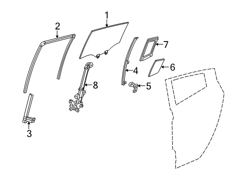 2012 Acura ZDX Rear Door Glass Assembly, Right Rear Door (Privacy) (Pgw) Diagram for 73400-SZN-A01