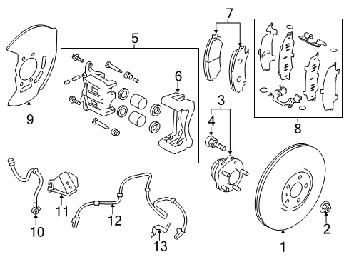 2021 INFINITI Q60 Front Brakes CALIPER Assembly-Front LH, W/O Pads Or SHIMS Diagram for 41011-5CA1B