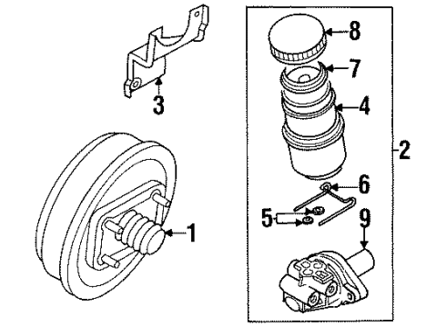 2000 Isuzu VehiCROSS Dash Panel Components Bracket, Master Cylinder Diagram for 8-97109-658-0