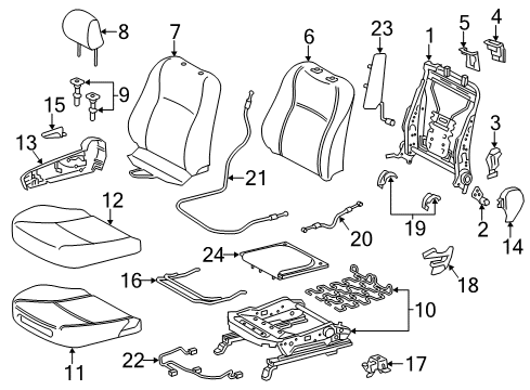 2014 Toyota Yaris Passenger Seat Components Seat Back Cover Diagram for 71073-0DD90-C1