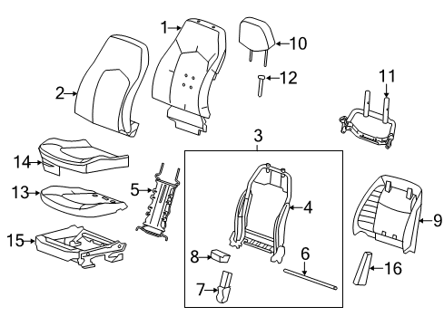 2014 Cadillac CTS Driver Seat Components Seat Back Cover Diagram for 22795413