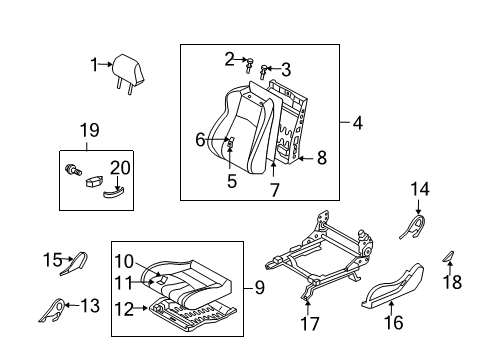 2005 Nissan 350Z Power Seats Cushion Assembly - Front Seat Diagram for 87350-CD102