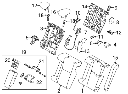 2021 Lexus IS300 Rear Seat Components Hinge, Rear Seat Center A Diagram for 71281-53040