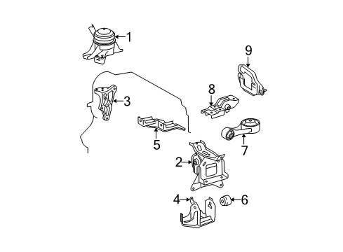 2009 Toyota Yaris Engine & Trans Mounting Insulator Diagram for 43409-52020