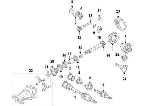 2018 Nissan Armada Rear Axle, Axle Shafts & Joints, Differential, Drive Axles, Propeller Shaft Seal-Oil, Drive Pinion Diagram for 38189-7S000