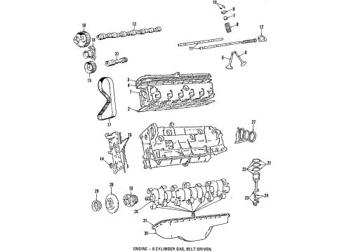 1986 BMW 325e Engine Parts, Mounts, Cylinder Head & Valves, Camshaft & Timing, Oil Pan, Oil Pump, Crankshaft & Bearings, Pistons, Rings & Bearings Tooth Belt Gear Wheel Diagram for 11311284273