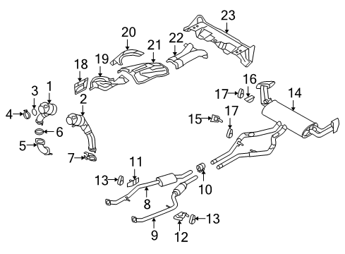 2010 BMW X6 Exhaust Components, Exhaust Manifold Holder Catalytic Converter Near Engine Diagram for 18327595543