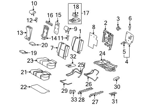 2018 Toyota 4Runner Second Row Seats Armrest Assembly Diagram for 72830-35220-E1