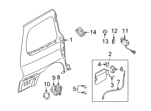 2005 Kia Sedona Fuel Door Wire Assembly-Safety Lock Diagram for 0K55242430B