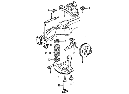 2004 Chevrolet Blazer Front Suspension Components, Lower Control Arm, Upper Control Arm, Stabilizer Bar, Torsion Bar Clamp, Front Stabilizer Shaft Insulator Diagram for 15697724