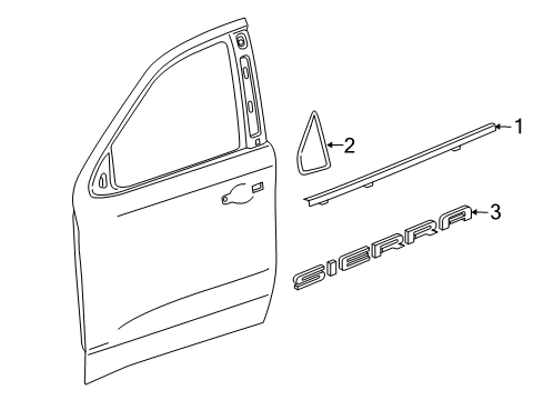 2019 GMC Sierra 1500 Exterior Trim - Front Door Belt Molding Diagram for 84900938