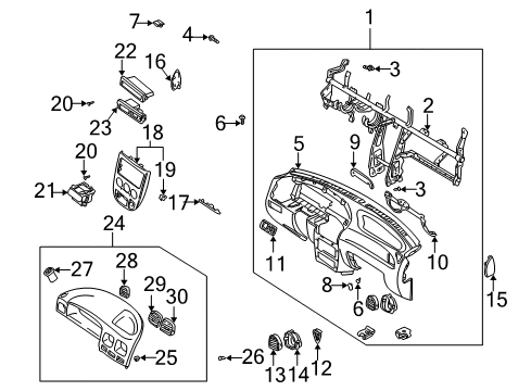 2001 Kia Rio Instrument Panel Clip-Spring Diagram for KJ001-64345