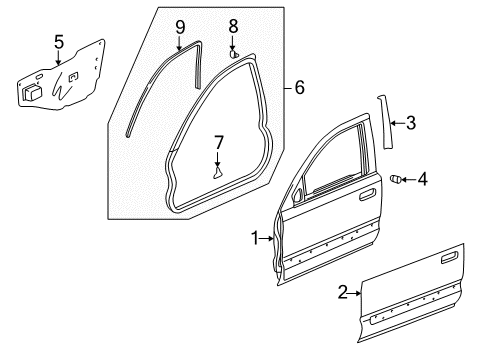 1999 Honda CR-V Front Door Weatherstrip, L. FR. Door Diagram for 72350-S10-023