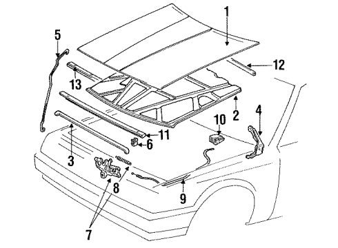 1991 Lexus ES250 Hood & Components Hood Lock Assembly Diagram for 53510-32080