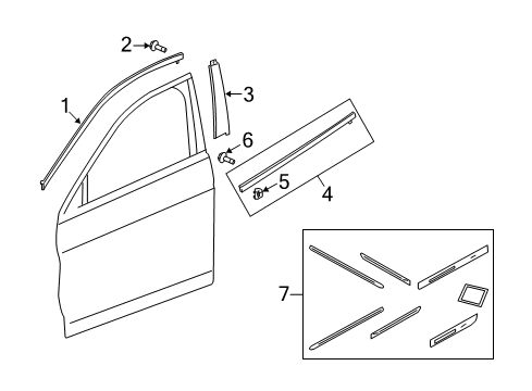 2010 Acura ZDX Exterior Trim - Front Door Grn, Right Front Dr Center Pillar Diagram for 72430-SZN-A01