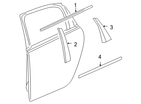 2006 Chevrolet Impala Exterior Trim - Rear Door Applique Asm-Rear Side Door Window Frame Rear Diagram for 15877005