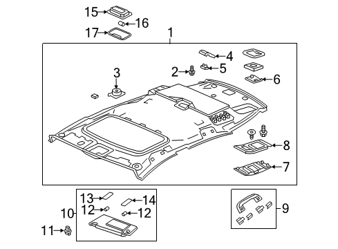 2017 Acura RDX Interior Trim - Roof Base (Light Jewel Gray) Diagram for 34252-S3V-A12ZS