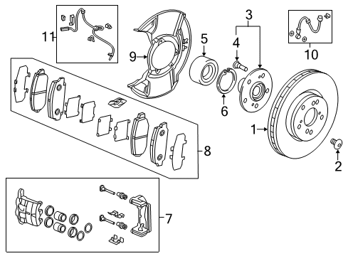 2019 Acura MDX Brake Components Caliper Sub-Assembly, Left Front Diagram for 45019-TYS-R50