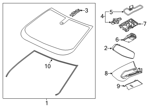 2021 Cadillac XT6 Glass, Reveal Moldings Rain Sensor Diagram for 84466322