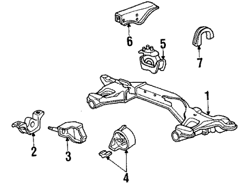 1986 Acura Integra Engine & Trans Mounting Rubber, Rear Engine Mounting (Mt) Diagram for 50810-SD2-961