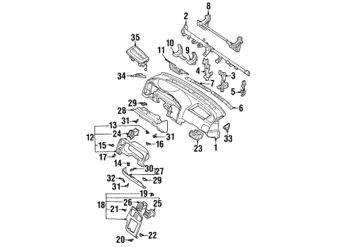 2001 Infiniti G20 Instrument Panel Clip Diagram for 96938-40U10