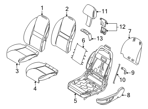 2000 BMW Z8 Seat Components Seat Cover Leather Right Diagram for 52107027234