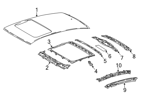 2019 Lexus LS500h Roof & Components Panel, Roof Diagram for 63111-50190