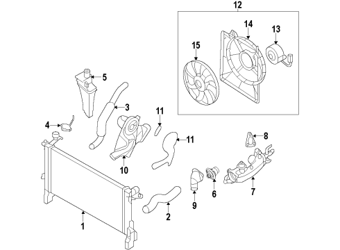 2011 Hyundai Genesis Coupe Cooling System, Radiator, Water Pump, Cooling Fan Blower Assembly Diagram for 25380-2M250